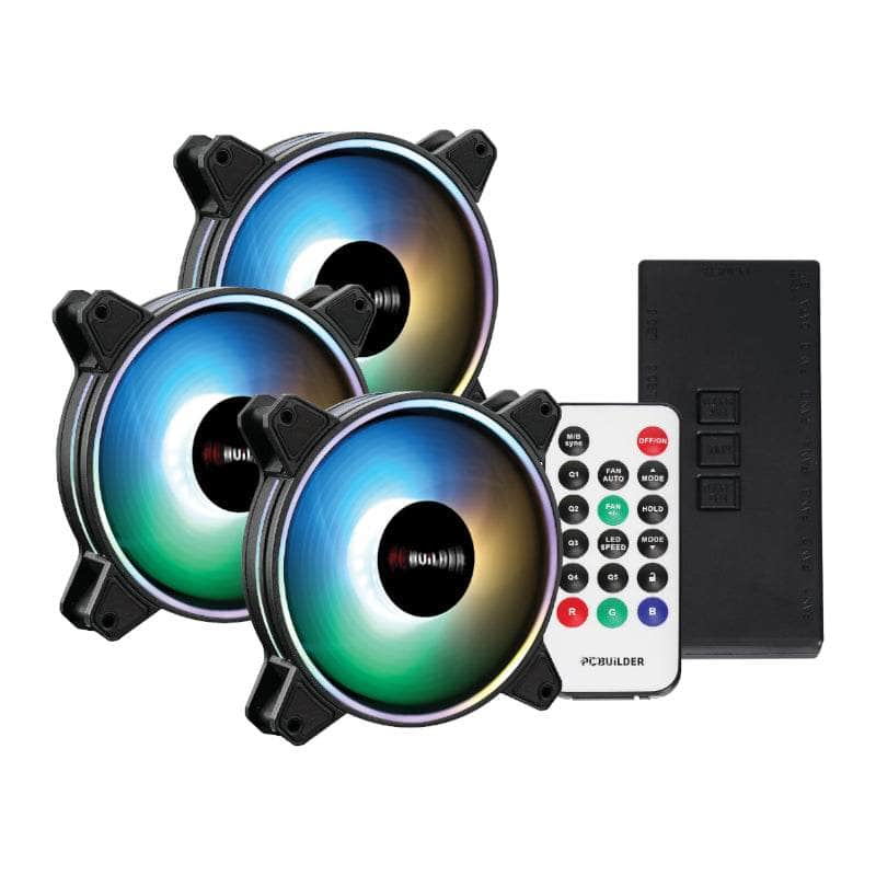 PCBuilder Pc Builder Tempest Chill Fan Kit 3x120 Mm Dual Glow Argb Fan + Controller + Rf Remote Pcb Cf Temp Dkit PCB-CF-TEMP-DKIT