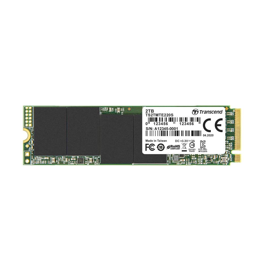 CShop.co.za | Powered by Compuclinic Solutions TRANSCEND 2TB MTE220S PCI-E GEN 3x4 NVMe M.2 2280 SSD 3D TLC with DRAM cache - 3500 MB/s Read 2900 MB/s Write - 4400 TBW TS2TMTE220S