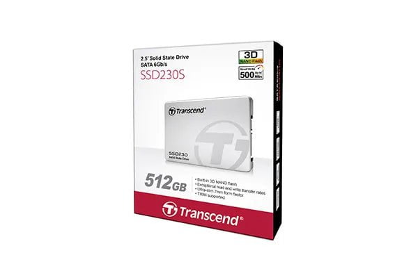 CShop.co.za | Powered by Compuclinic Solutions TRANSCEND 512GB SSD230S 2.5' SSD DRIVE - SATA III 3D TLC with DRAM cache - 560MB/s Read 500MB/s Write - 280TBW TS512GSSD230S