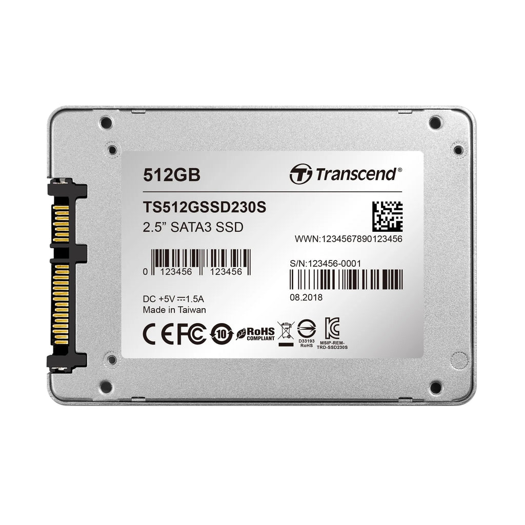 CShop.co.za | Powered by Compuclinic Solutions TRANSCEND 512GB SSD230S 2.5' SSD DRIVE - SATA III 3D TLC with DRAM cache - 560MB/s Read 500MB/s Write - 280TBW TS512GSSD230S