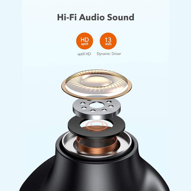 TaoTronics Taotronics TT-BH073 Wireless Stereo Bluetooth 5.0 IPX5 In-ear Headphones - Black TT-BH073