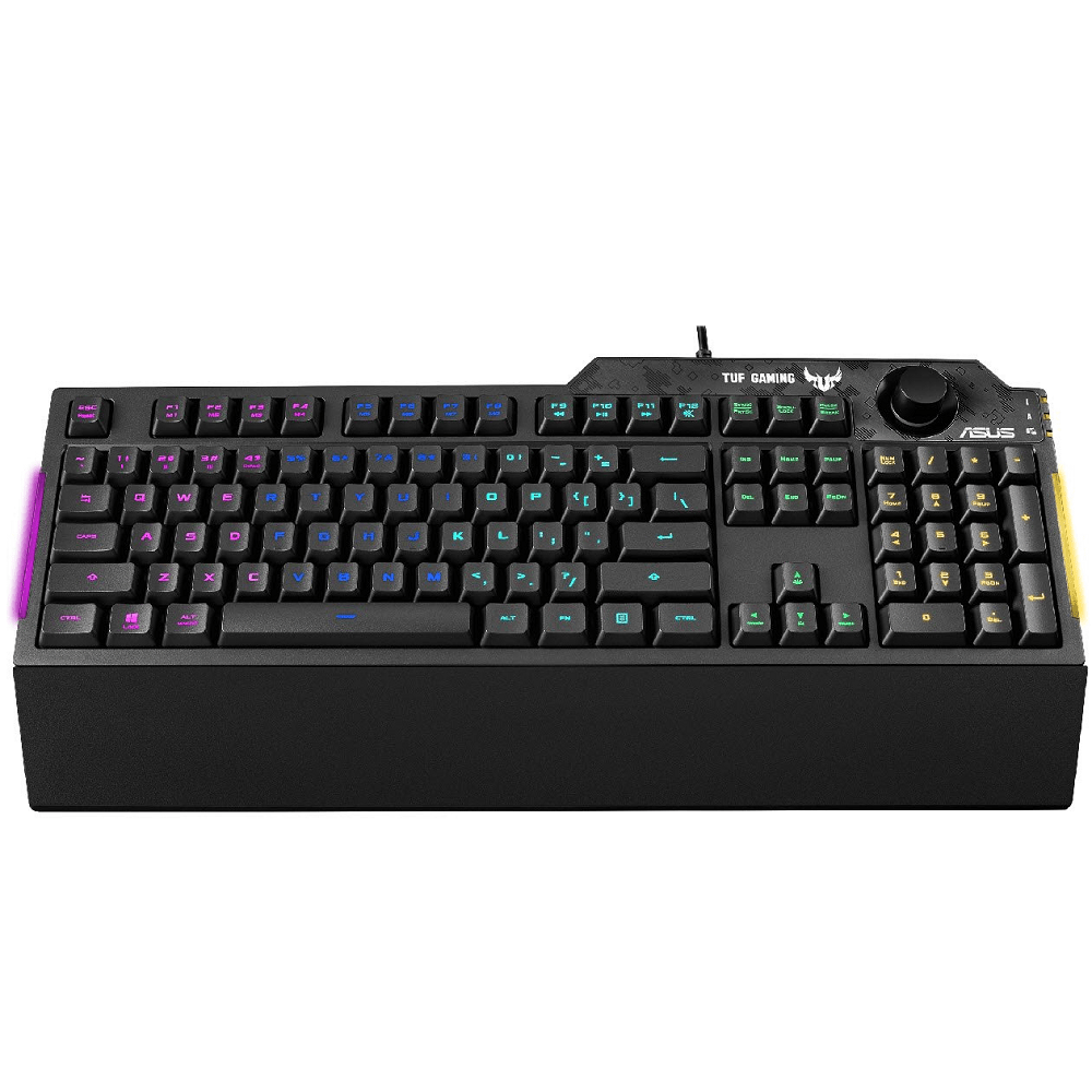 ASUS ASUS TUF Gaming K1 RGB keyboard with dedicated volume knob; spill-resistance; side light bar and Armoury Crate ASUS RA04 TUF GAMING K1/US