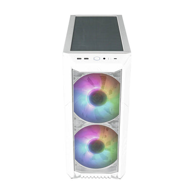 CShop.co.za | Powered by Compuclinic Solutions Cooler Master MasterCase H500; 2 x 200mm rgb fans with controller; ATX; Case handle; Mesh and Transparent covers; White H500-WGNN-S00