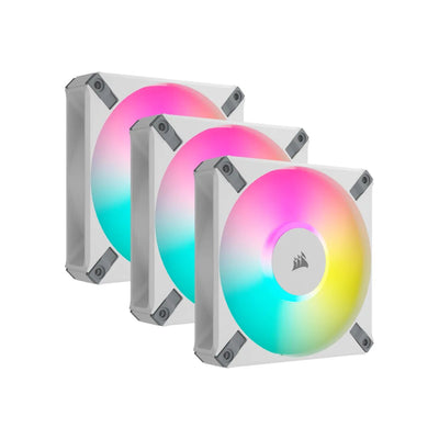 CShop.co.za | Powered by Compuclinic Solutions CORSAIR AF ELITE Series; AF120 RGB ELITE WHITE; 120mm Fluid Dynamic RGB Fan with AirGuide; Triple Pack with Lighting Node CORE CO-9050158-WW