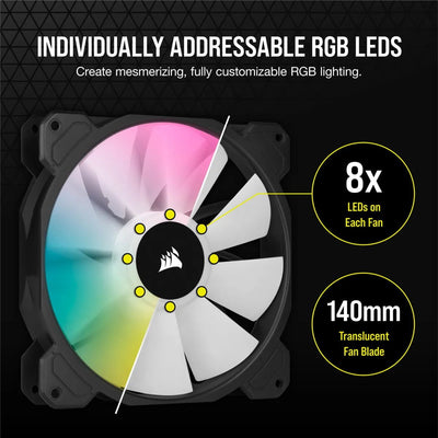CShop.co.za | Powered by Compuclinic Solutions Corsair SP140 RGB ELITE; 140mm RGB LED Fan with AirGuide; Single Pack  - Requires Corsair hub. CO-9050110-WW