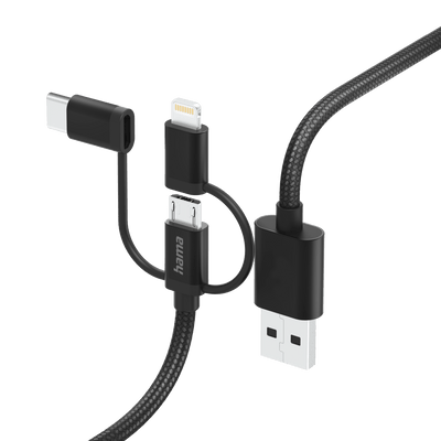 CShop.co.za | Powered by Compuclinic Solutions Hama 3 In 1 Multi Charging Cable Usb A Micro Usb Lightning 1.5 M 201536