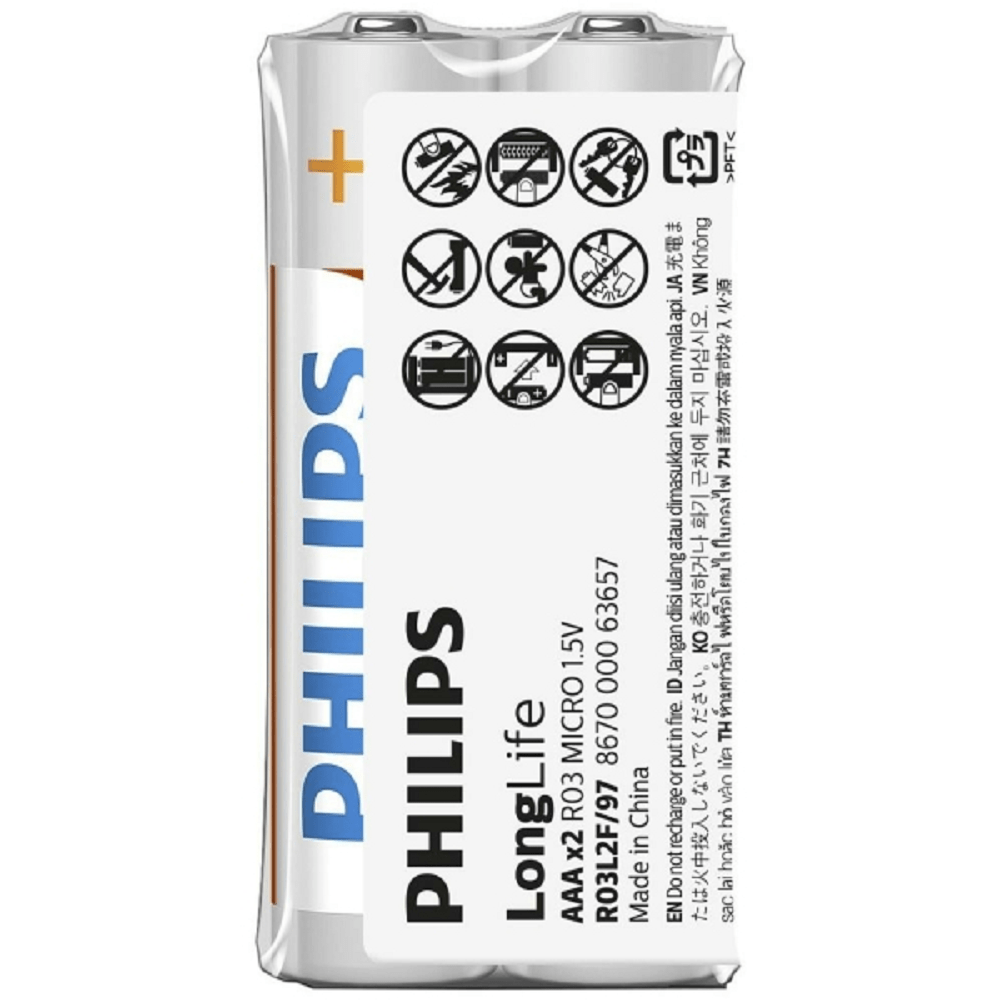 Philips Philips Longlife Battery Aaa 2 Pack R03L2F/40