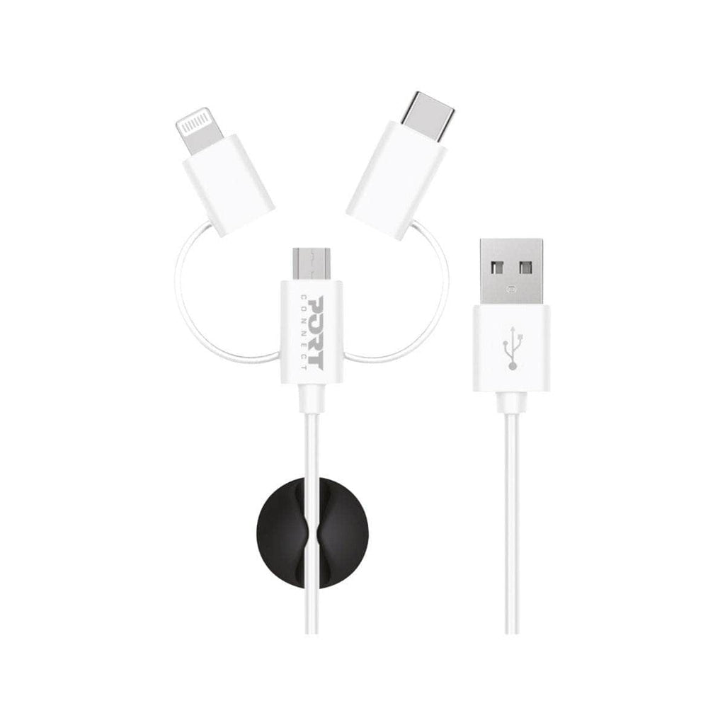 PORT Port 3 In1 Cable Lighting Type C Micro Usb 1.2 M White 900075 900075