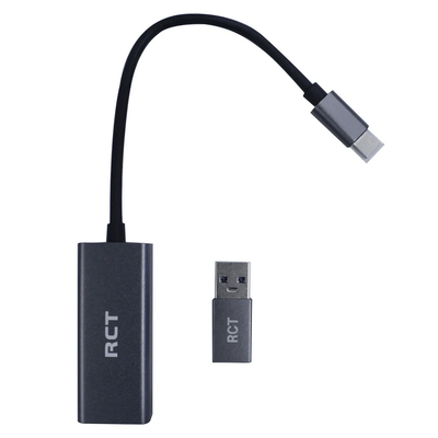 RCT RCT ADP-GN3126 USB 3.1 TYPE C GIGABIT RJ45 ETHERNET ADAPTOR WITH USB TYPE A ADAPTOR RCT ADP-GN3126