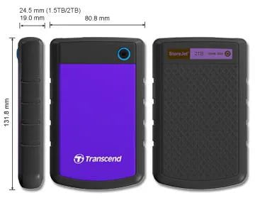 CShop.co.za | Powered by Compuclinic Solutions TRANSCEND 2TB USB3.1 RUGGED 2.5'' HDD - PURPLE TS2TSJ25H3P