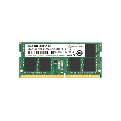 CShop.co.za | Powered by Compuclinic Solutions TRANSCEND 32GB JET MEMORY DDR4 2666MHZ NOTEBOOK SO-DIMM 2RX8 2GX8 CL19 JM2666HSE-32G