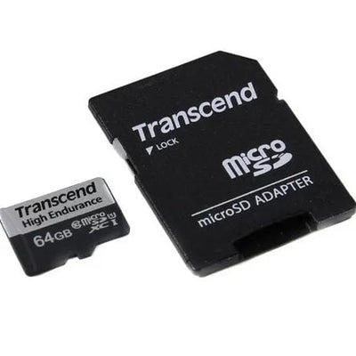 CShop.co.za | Powered by Compuclinic Solutions TRANSCEND 350V 64GB HIGH ENDURANCE MICRO SD UHS-I  U1 CLASS10 - READ 100 MB/S - WRITE 45MB/S - WITH SD ADPTOR TS64GUSD350V