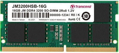 CShop.co.za | Powered by Compuclinic Solutions TRANSCEND JET MEMORY 16GB DDR4-3200 NOTEBOOK SO-DIMM 2RX8 CL22 JM3200HSB-16G