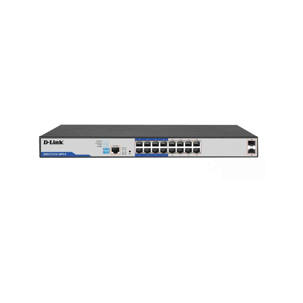 D-link D Link 18 Port Layer 2 Poe Switch 16 X 1 Gbe Ports 2 X 1 Gbps Sfp Ports 150 W Poe Budget Rackmount Form Factor Dgs F1210 18 Ps DGS-F1210-18PS