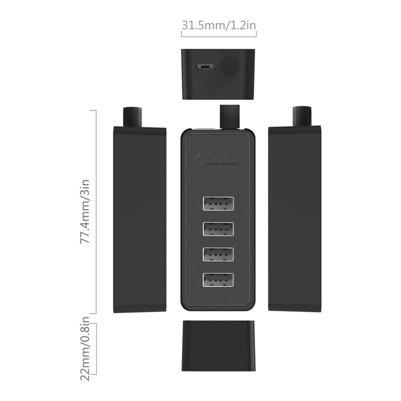 Orico 4 Port USB2.0 Hub - Black - CShop.co.za | Powered by Compuclinic Solutions