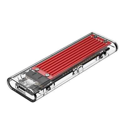 Orico M.2 NVME (2230/2242/2260/2280) to USB3.1(Device Input) Gen-2 Type-C(Enclosure Side) Transparent SSD Enclosure (2TB Max) - Red Heatsink (Compatible with CTA2-SV/CTA2-GR) - CShop.co.za | Powered by Compuclinic Solutions