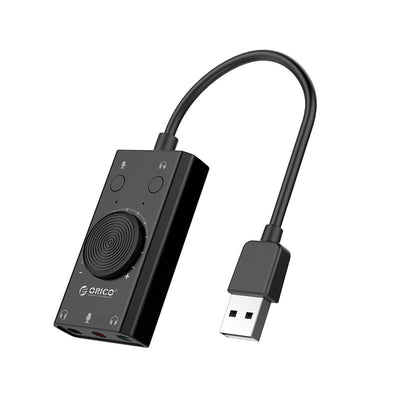 Orico USB External Sound Card with 2 x Headset and 1 x Microphone port and Volume Control - Black - CShop.co.za | Powered by Compuclinic Solutions