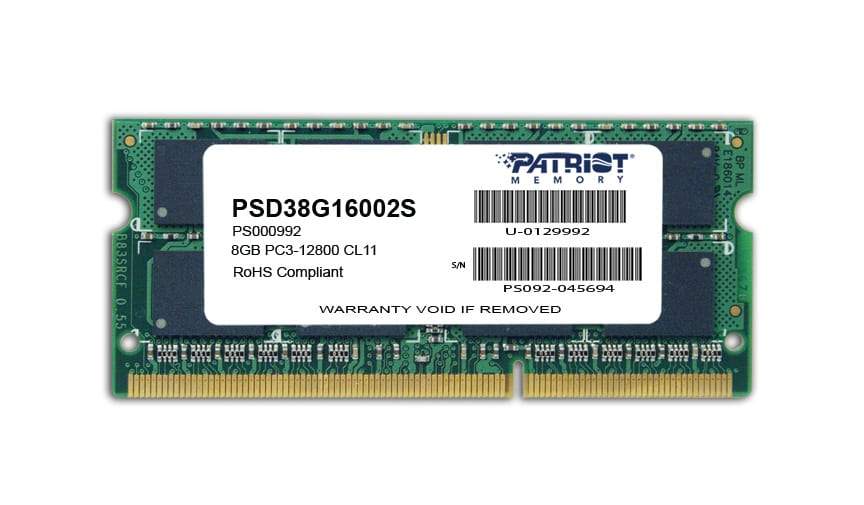 Patriot Signature Line 8GB DDR3 1600MHz SO-DIMM Dual Ran - PSD38G16002S - CShop.co.za | Powered by Compuclinic Solutions