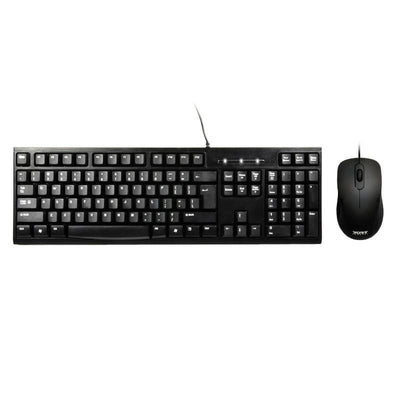 Port Port Kb Combo Wired Keyboard + Mouse Bk 900900 Us 900900-US