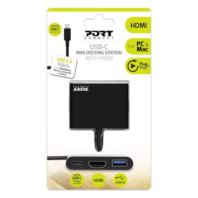 Port Usb Type C To 1 X Hdmi|1 X Usb3.0|1 X Type C 60 W Pd Dock Black 900140 - CShop.co.za | Powered by Compuclinic Solutions