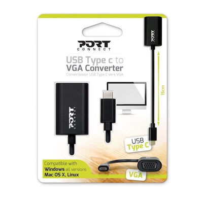 Port Usb Type C To Vga 15cm 1080p@60 Hz Adapter Black 900125 - CShop.co.za | Powered by Compuclinic Solutions