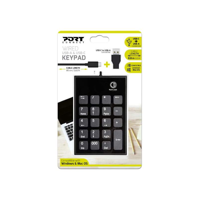 Port Wired Keypad Numpad With Usb|Type C Connector 900801 - CShop.co.za | Powered by Compuclinic Solutions