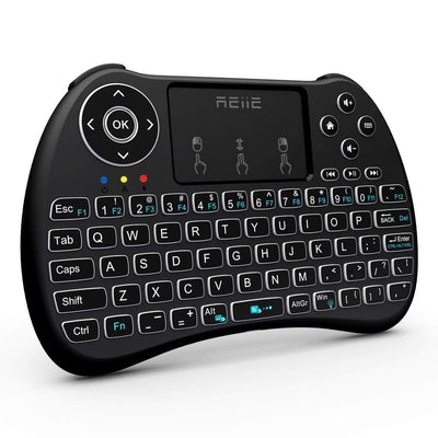 Reiie Reiie Wireless QWERTY Backlit Media Touchpad Keyboard - Black - H9+ H9+