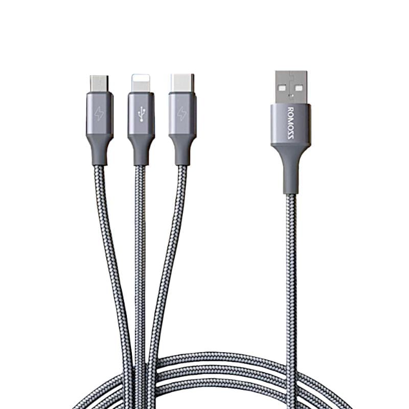 Romoss Romoss 3in1 Lightning Charge Sync|Micro Usb |Type C To Usb 1m Cable Space Grey Cb25 A 63 G23 CB25A-63-G23