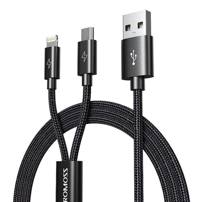 Romoss Romoss Usb A To Lightning And Micro 1.5m Cable Space Grey Nylon Braided Cable Cb209 71 233 CB209-71-233