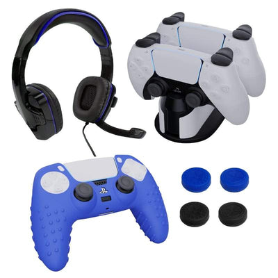 Sparkfox Sparkfox Play Station 5 Combo Gamer Pack With Headset|Grip Pack|Controller Skin|Charging Dock W20 P506 W20P506