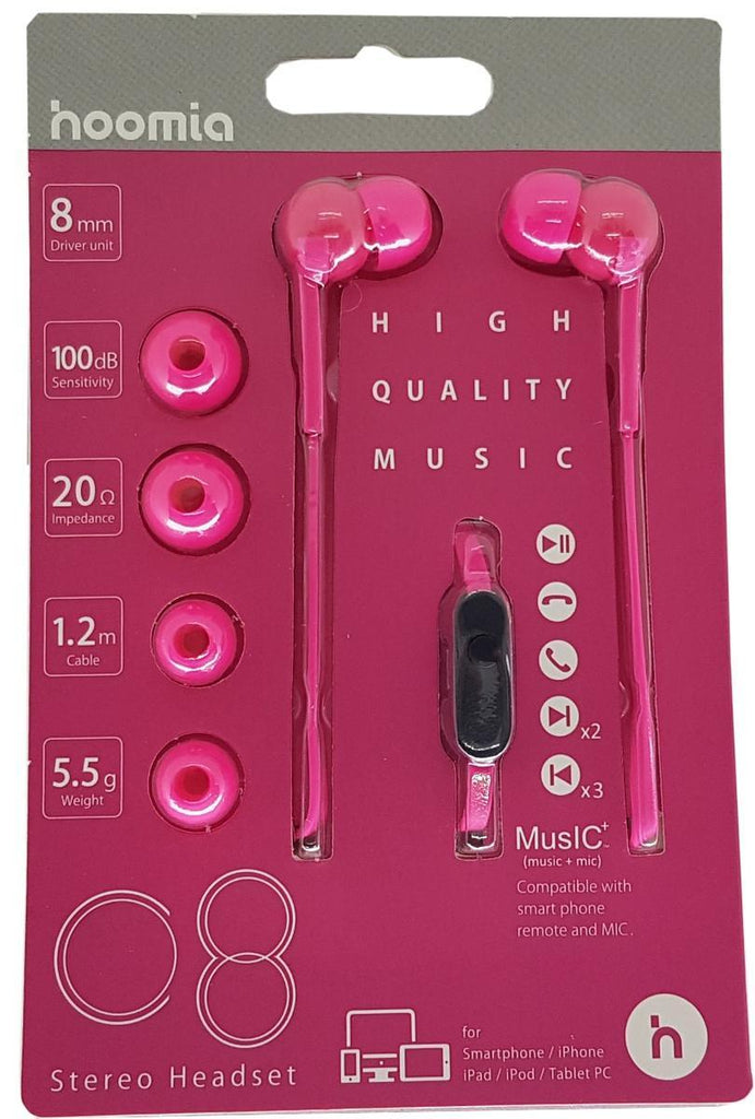 CShop.co.za | Powered by Compuclinic Solutions STEREO EARPHONE + MIC HOT PINK 1.2M C8-1HP