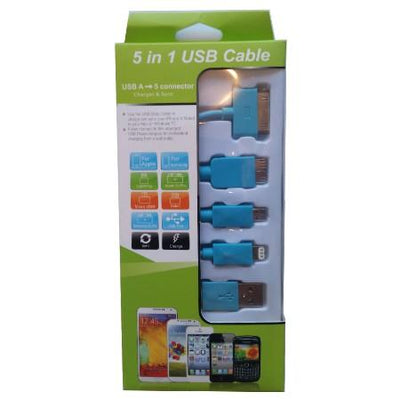 CShop.co.za | Powered by Compuclinic Solutions USB MOBILE DATA CABLE 5 IN 1 BLUE KS-2101-BLU