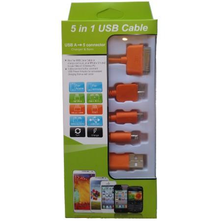CShop.co.za | Powered by Compuclinic Solutions USB MOBILE DATA CABLE 5 IN 1 ORANGE KS-2101-ORG