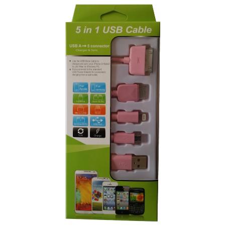 CShop.co.za | Powered by Compuclinic Solutions USB MOBILE DATA CABLE 5 IN 1 PINK KS-2101-PNK