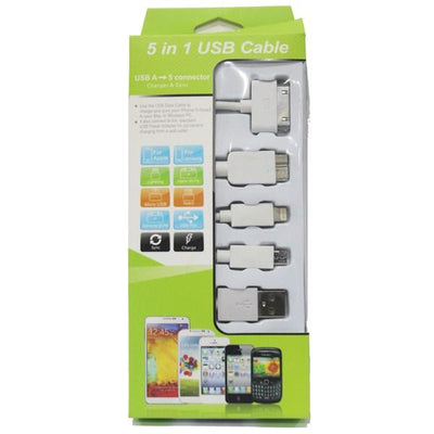CShop.co.za | Powered by Compuclinic Solutions USB MOBILE DATA CABLE 5 IN 1 WHITE KS-2101-WHT